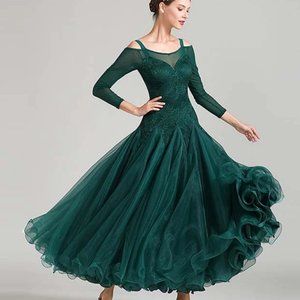 Green Lace Modern Ballroom Dance Dress